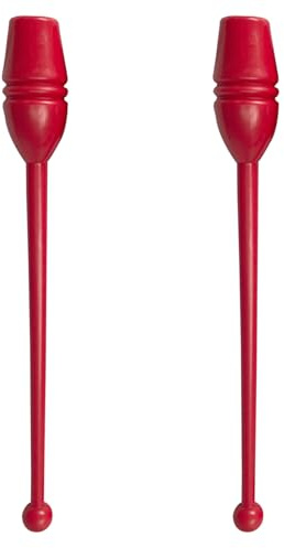 Grtheenumb Rhythmic Gymnastics Clubs, Rhythmic Gymnastics Sticks 2Pcs 13.78inch PVC Solid Clubs for Adult Children Training Equipment, Red