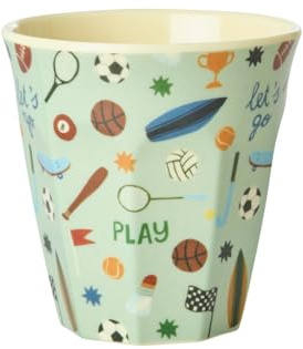 Medium Melamine Sippy Cup with Sports Print in Soft Green by RICE by RICE