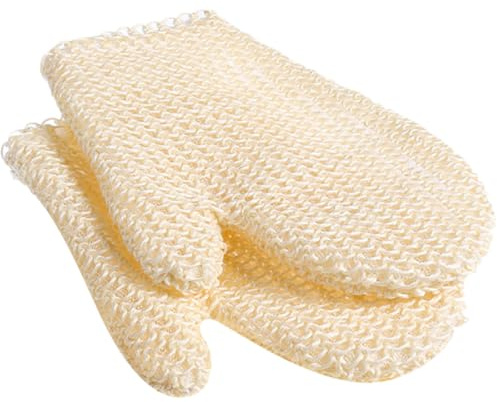 HOOWIFFY 2pcs Bath Mitt Body Exfoliator Mittens Reusable Whole Sisal Hemp Material Fits Most Adult Palms Modern Simple Style for Bathing and Shower Unisex Adults