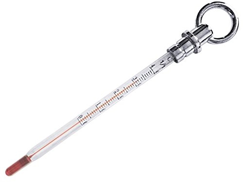 Termometro per vino in vetro, Intervallo di temperatura da 0 °C a + 40 °C, con gancio per appendere/lunghezza: 15 cm, Ø Dia. 6 mm | erk