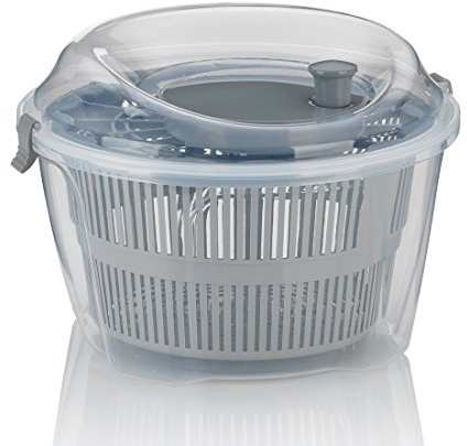 kela Essoreuse à Salade avec Couvercle 24,5 cm, Rotation à Gauche et à Droite, Salad Spinner, passoire en Plastique pour essoreuse à Salade ou passoire pour légumes, Fruits, Penne, MAILIN, Gris