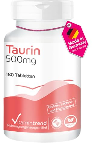 Taurine 500mg - Végan - ! POUR 6 MOIS ! - Boite de 180 comprimés | Vitamintrend®