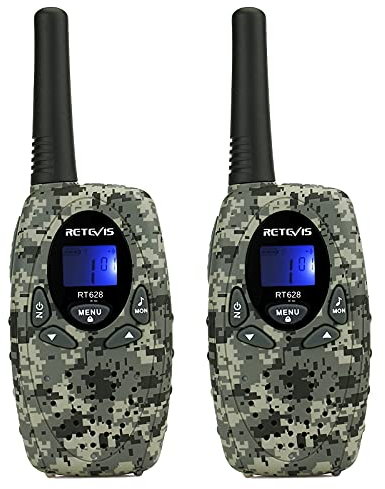 Retevis RT628 Walkie Talkie Kinder, Große Reichweite Funkgerät, Einfache Handhabung PMR446 Spielzeug ab 3-12 Jahre, Spy Gear, Reisen (1 Paar, Tarnung)