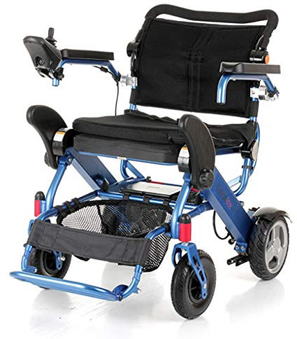 Motion Healthcare Foldalite Powerchair - Compact and Lightweight Electric Wheelchair with Joystick for Adults, Blue