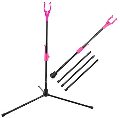 AMEYXGS Bogenschießen Bogenständerhalter Recurve Bogenständer Tragbarer Klappbogenständer Verwendung für Recurve Compoundbogen (Rosa)