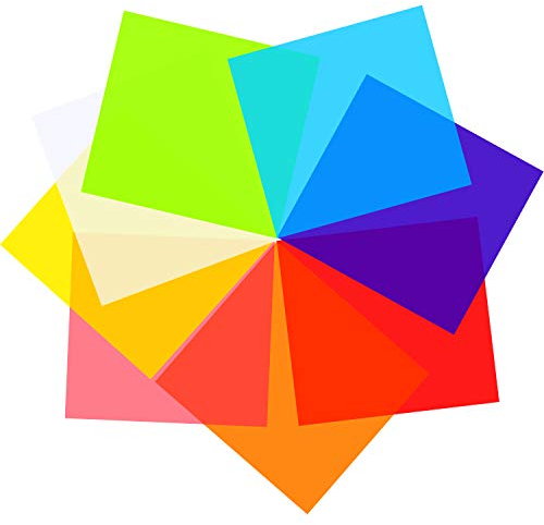 Outus Lot de 104 feuilles de papier cellophane coloré pour filtre de lumière gel, loisirs créatifs, décoration (30,5 x 30,5 cm, multicolore)
