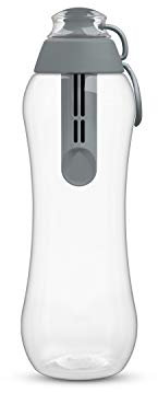 PearlCo - Trinkflasche SOFT mit Filter 0,5 Liter (grau) | Wasserflasche BPA-Frei | Schule, Sport, Wasser, Unterwegs