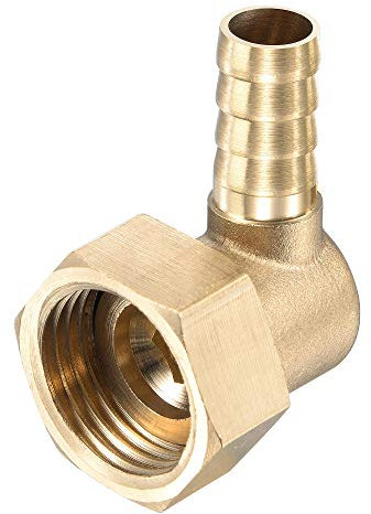 sourcing map Raccord Cannelé Tuyau Laiton Coude 10mm x G1/2 Connecteur Tuyau Femelle à écrou Pivotant pour Eau Carburant Air