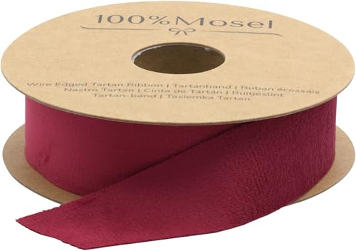 100% Mosel Dekoband Samt, in Bordeauxrot (2,5 cm x 10 m), Geschenkband in Samt-Optik, edles Schleifenband zum Dekorieren & Basteln, zum Einpacken besonderer Geschenke