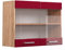 Vicco Küchenglasschrank R-Line, Bordeaux Hochglanz/Goldkraft Eiche, 80 cm