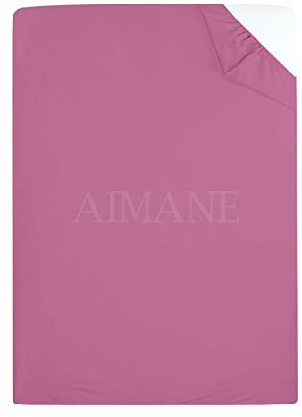 AIMANE® Single Fitted Sheet 90 x 190 CM Non Iron Percale Easy Care Poly Cotton Fitted Bed Sheet Perfect for Single Size Mattress (Fuchsia)
