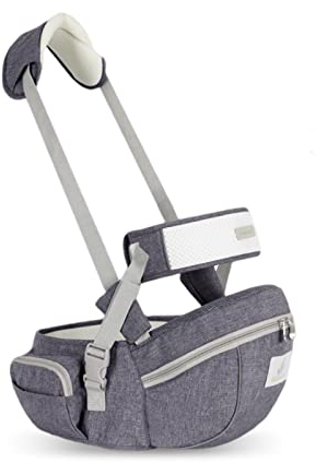 SONARIN Multifonctionnel Porte-bébé Siège de Hanche,Ergonomique Porte bébé Ventral Tabouret de Taille avec Ceinture de Sécurité & Bandoulière pour Nouveau-né Tout-Petit 0-24 Mois(Gris)