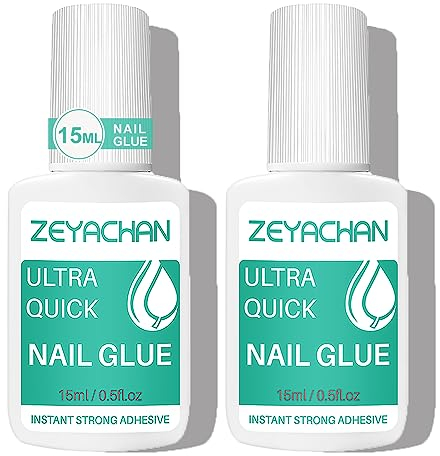 Zeyachan Colle Faux Ongles Forte 30ML Professionnelle Avec Pinceau, Pour Ongles Acrylique et Réparation Artificielle, Super Rapide