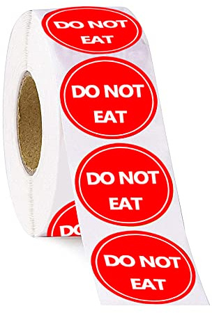 DO NOT EAT Warning Labels Stickers,1.5 Inches Caution Sign Decals,Child Safety Warning Label,500 Pcs Per Roll(Red)