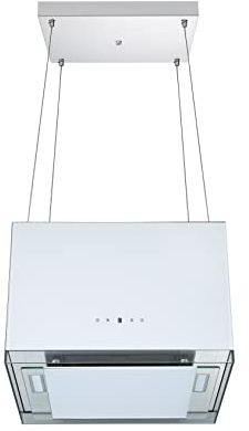 Respekta Centa Dunstabzugshaube/Inselhaube 50 cm/Stahlblech mit Glasumrandung in Weiß/Umluftfunktion / CH11050IW / A+ / 50 – 69 dB