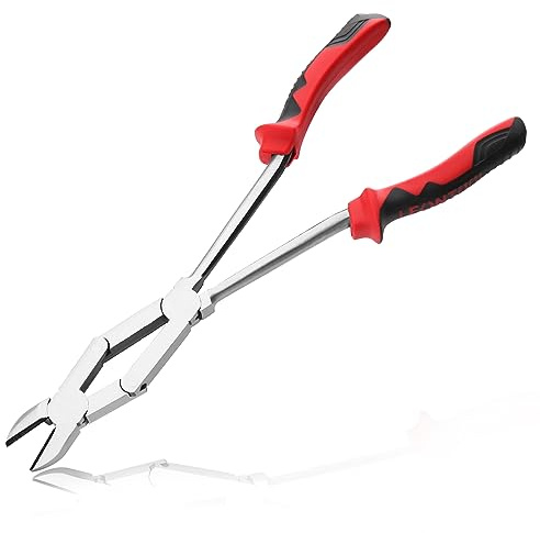 LEONTOOL Long Reach XL Dual Pivot Wire Cutting Pliers Double-Joint Side Cutters Extra Long Reach Compound Action Cutting Pliers Diagonal Cutters for Hard to Reach Narrow Spaces