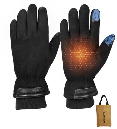 EaseZone Winterhandschuhe Wasserdicht Herren Fahrradhandschuhe Winddicht Fahrrad Handschuhe Damen Thermohandschuhe Skihandschuhe Laufhandschuhe -20℃ Touchscreen Schwarz mit Aufbewahrungstasche (L)
