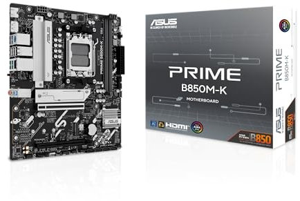 ASUS Prime B850M-K - Placa Base para Videojuegos AMD AM5 (Ryzen 9000, Memoria DDR5, 2 M.2, PCIe 5.0, BIOS Flashback, Aura Sync)