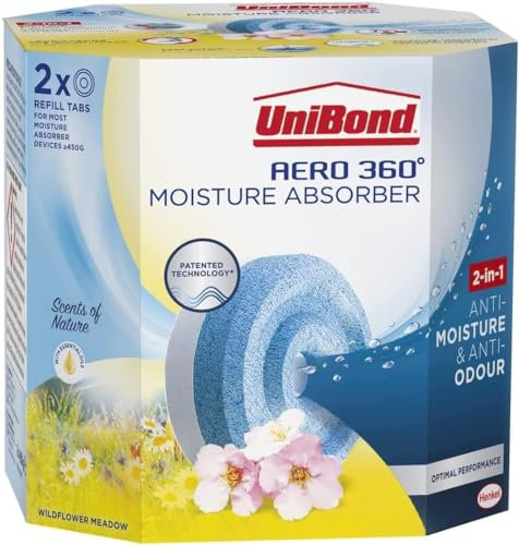 SK INFINITY| UniBond Moisture Absorber Wildflower Meadow Refill Tab | Aromatherapy| Ultra-Absorbent and Odour-Neutralising, for AERO 360° Dehumidifier, Condensation Absorbers (WildFlower (2 x 450g))
