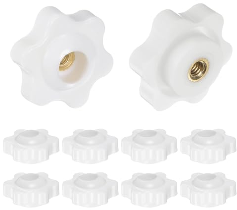 QUARKZMAN 10pz Pomelli a Stella M4 con Filettatura Femmina, Testa da 25mm, Plastica con Foro Passante, Vite in Ottone, Manopole a Compressione Filettate, Bianco