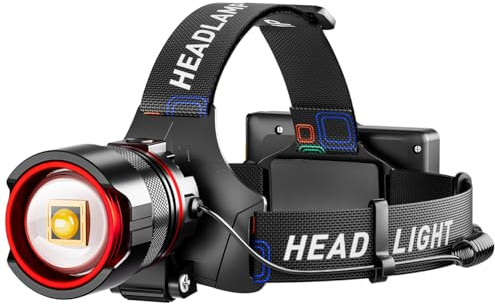 YUSEUB Rechargeable Headlamp 99000 High Lumens, Super Bright LED Head Lamp with Motion Sensor, 12 Modes, IPX7 Waterproof, 125° Adjustable, Zoomable Headlight for Adults, Camping, Cycling, Running
