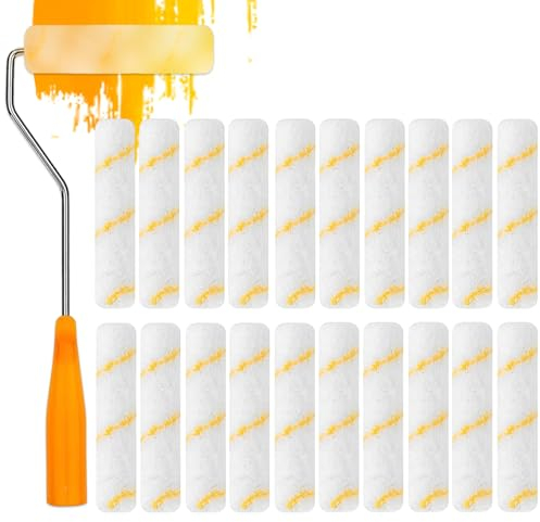 FAINCA 20 Stück Farbroller Kleinmit 30CM Pinselhalter für Farbroller, Mini Malerrolle, Lackierwalze, für Familienzimmer WandArchitekturdekoration und Malerbedarf