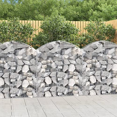 Natulvd Arched Gabion Basket, Galvanized Iron Mesh Fencing, 100x30cm Gabion Wall Garden Fence, Metal Gabion Cage for Landscape Patio Backyard, 100-120CM H