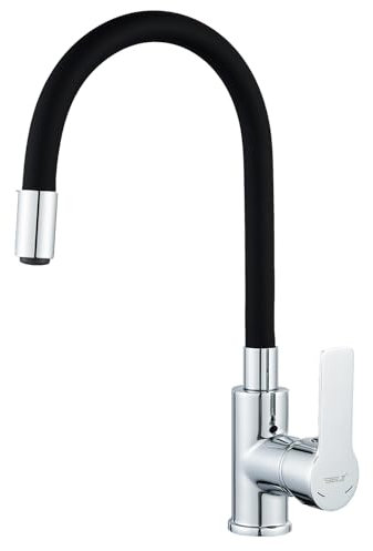 BELZ Robinet Cuisine Flexible Chromé – Mitigeur Cuisine Pivotant à 360°, Robinet de Cuisine en Laiton Durable, Robinetterie de Cuisine avec Perlator Économiseur d'Eau