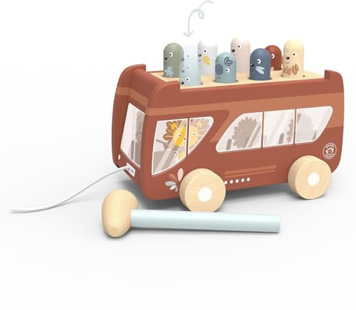 Speedy Monkey-Bus Pounding Bench Banco de Martillo de autobús, 20,7 x 14 x 14,6 cm, Multicolor, Juguete de Madera para niños, Detalles encantadores, Gran Idea de Regalo, 20.7 x 14 x 14.6 cm (SP1017)