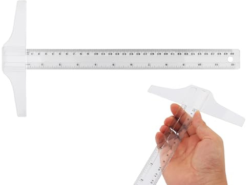 Smgda 30 cm/12 tum T-fyrkantig, dubbelsidig skala T-formad linjal, plast transparent lätt juniormätverktyg för utarbetande och allmänt layoutarbete