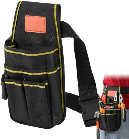 Amexo Oxford Ceinture à outils en toile multipoches réglable Noir 26 x 14 cm Électriciens Charpentiers Jardiniers