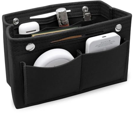 lyualma Filz Tasche Organizer Große Kapazität Insert Tote Bag Organizer Taschenorganizer Filz Innentaschen für Handtaschen 22.5x10x16 cm Innentasche für Handtaschen mit Fächern(Schwarz)