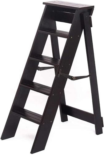 WLH Alexanders échelle Escabeau Échelle Pliable escabeau escabeau Pliant échelle portative en Bois escalier à 5 marches escabeau Pliant léger Escabeau