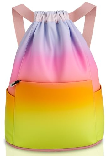 ViEinkaufen Swimming Bag for Kids Adults Waterproof Drawstring Gym Bags Large Swim Gym Bag Gradient Sports Backpacks for School Beach Holidays Travel Shopping Daily