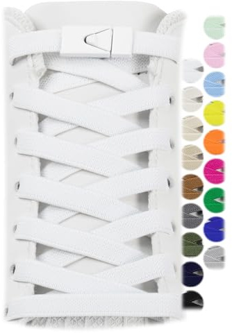 Stepace 2 Paires Lacets Élastiques,8mm Sans Laçage Pour Enfants Et Adultes Blanc 120