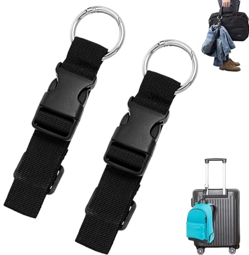 2 Pezzi Cinghie per Bagagli con Ganci ad Anello e Fibbia,Cinture di Fissaggio,per Valigie per Collegare e Trasportare Zaini e Giubbotti,Cinghie di Sicurezza,Accessori da Viaggio Pratici