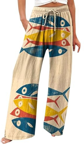 Pantaloni Di Lino Donna Pantaloni Eleganti Donna Spiaggia Montagna Estate Uomo Taglie forti Pantalone Estivo Leggero Pantaloncini Tre Quarti Trasparenti Coordinato E Top Stile Etnico Raso Sigaretta