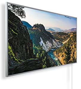 Infrarotheizung mit Bild – Bildmotive – TÜV SÜD - 600 Watt Bildheizung + Thermostat - Weißer Rahmen (04. Mavora Lakes New Zealand)