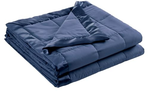 Madison Park Windom Down Alternative Blanket, Premium 3M Scotchgard Moisture Wicking Treatment, Lightweight and Soft Bed Cover For All Season, Satin Trim, Navy Full/Queen