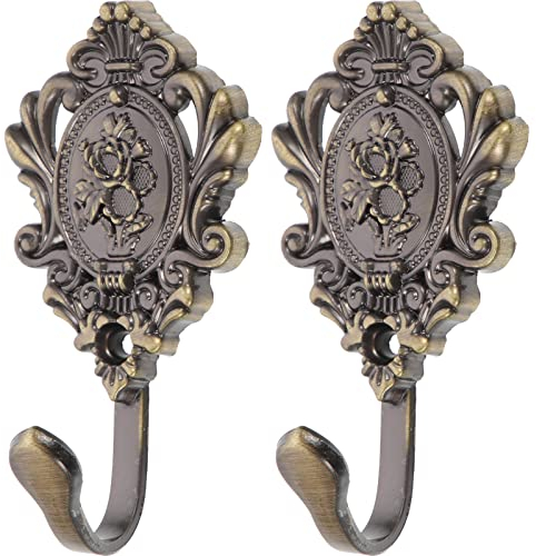 2Pcs Vintage Vorhang Raffhalter Haken Rose Gardinen Holdbacks Wand Haken Aufhänger Halter für DIY Home Office Goldene Hut Handtuch Bronze