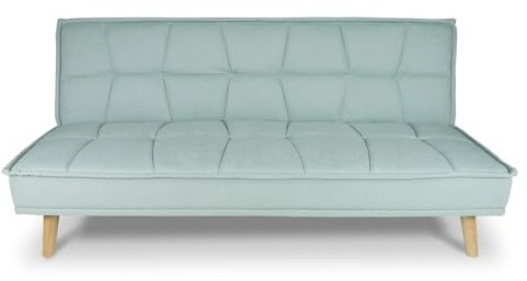 SAMIRA Divano Letto Clic Clac In Tessuto Vellutato Verde tiffany, Divano 3 Posti Mod. Bart