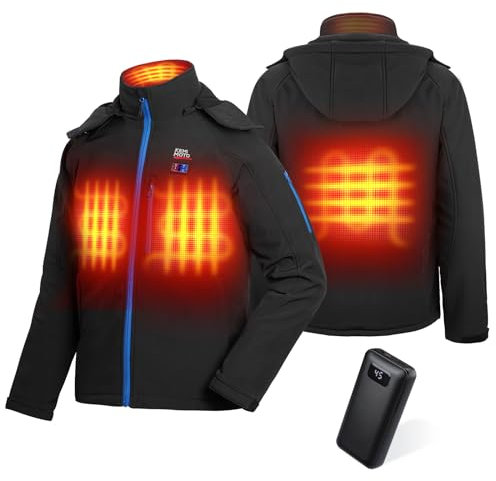 KEMIMOTO Giacca Riscaldata per Uomo Donna, Gilet Riscaldato uomo, Giacca Calda Riscaldata Elettrica con Batteria Esterna da 9600 mAh, per Moto Sci Pesca Escursionismo