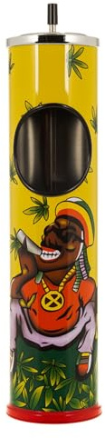 Curvaso Rasta Printed Dustbin with Ashtray Stand Rubbish Cigarette Litter Bin Free Standing For Indoor Outdoor