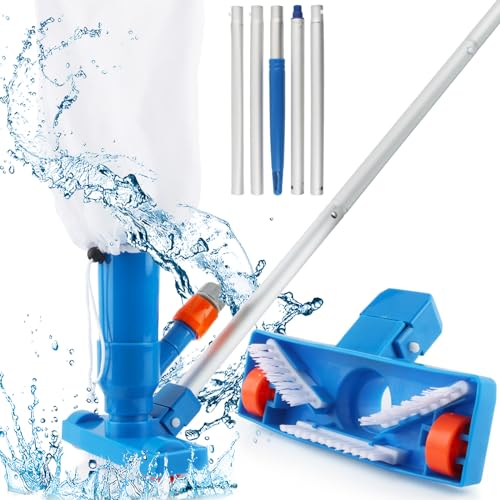 Aspirador de Piscina, dellyy Aspiradora de Fondo de Piscina, Kit de Limpieza Piscina, Limpiafondos Pequeño con Bolsa Filtrante para Piscinas, Spas, Fuentes, Bañeras de Hidromasaje, Etc