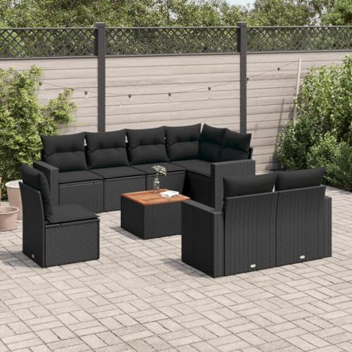 SECOLI Conjunto de muebles de jardín de ratán con espacio de almacenamiento, XXL, muebles de terraza, sofá de salón, grupo de asientos de ratán, muebles de esquina, juego de muebles de balcón, color