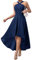 DRESSTELLS Navy Wedding Guest Dresses for Women UK, Formal Halter Bridesmaid Evening Party Dress High Low Prom Church Ladies Dress 2025 Navy L