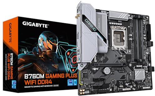 GIGABYTE B760M GAMING PLUS WIFI DDR4 Scheda madre - Supporta CPU Intel Core di 14a generazione, VRM a 4+1+1 fasi, fino a 5333 MHz DDR4 (OC), 2xPCIe 4.0 M.2, Wi-Fi 6, LAN 1 GbE, USB 3.2 Gen 1