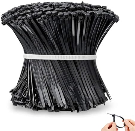 100 Pack Cable Ties, Small Nylon Plastic Self Locking Zip Ties Wraps, Long Heavy Duty with 40lbs, Indoor&Outdoor Use, Cable Management, Wires, Office, Garden, Christmas (Black, 100mm x 4.0mm)