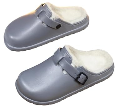 FRTUBOP Sabot Fourrure Hiver - Femme Chaussons Chaudes Peluche Pantoufles Chaussures De Maison - Homme Imperméables Antidérapantes Chaussures de Jardin avec Boucle réglable