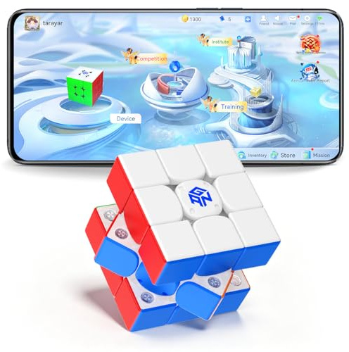 GAN i4 Leap, Bluetooth Speed Cube 3x3, Omni-Directional Smart Core, Electronic Magnetic Smart Speedcube App Connect with Charging GanPod, Gyro Tracking Movements Steps with App Online Competition